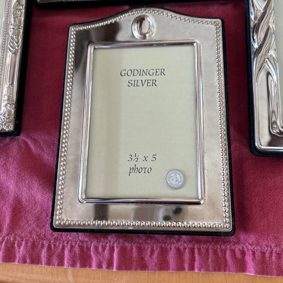 Godinger silver plate frames, one 5 x 7, two 4 x 6, and one 3 1/2 x 5 - Picture 5 of 6